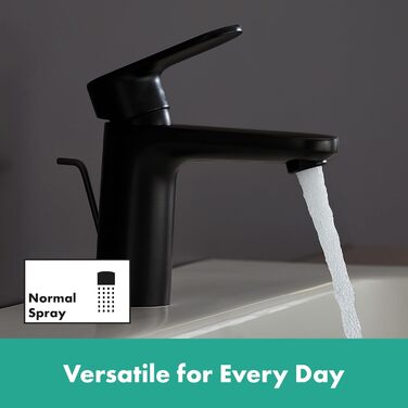 Змішувач для ванної кімнати Hansgrohe Vernis Blend, чорний мат, висота виливу 100 мм, економія води (EcoSmart)