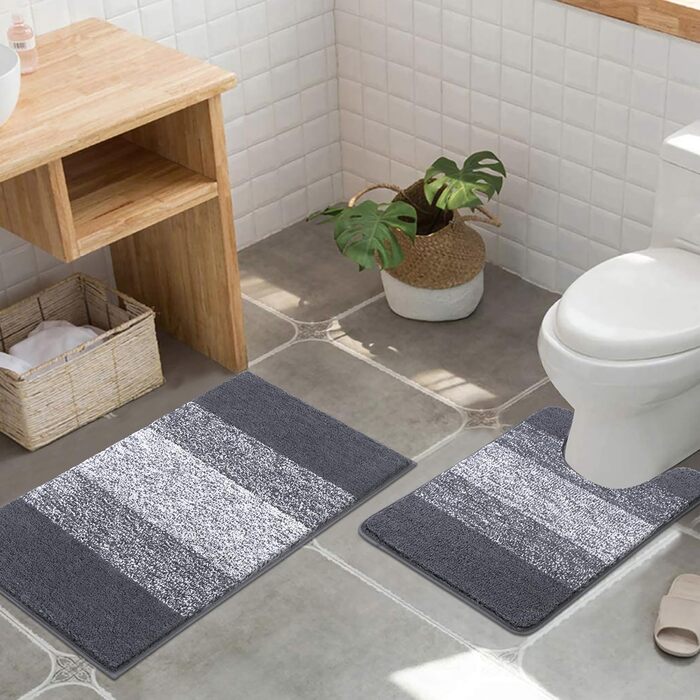 Килимок для ванної Enyhom 45x65 см, м'який, нековзний, водопоглинаючий, сірий, для душу, ванни та туалету