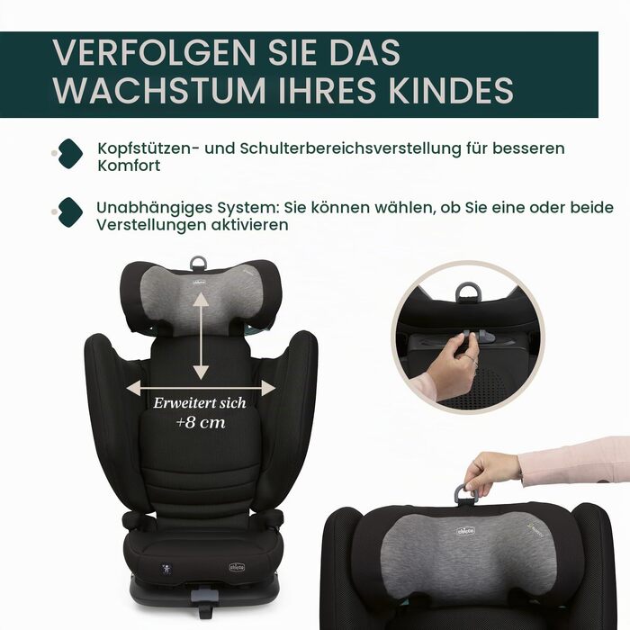 Дитяче автокрісло Chicco Fold&Go S i-Size (100-150 см), група 2/3, з ISOFIX, розкладне, регульоване за висотою та шириною, чорне