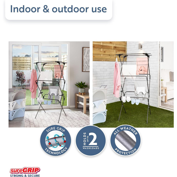 Сушарка для білизни Minky Premium Sure Grip, 3 рівні, нержавіюча сталь, червона, стандартний розмір