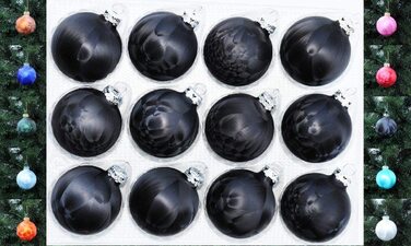 Набір із 12 скляних ялинкових кульок Jack 6 см, чорний ейлслак, тюрінзькі новорічні кулі