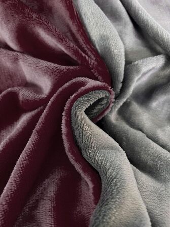 Зимовий комплект постільної білизни Leonado Vicenti Teddy Plüsch, тепла фланелева постіль Cashmere Touch, 3 предмети (155x200 + 80x80 см), колір Бордо/Антрацит