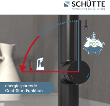 Змішувач кухонний SCHÜTTE MIAMI 79147 з висувним душем, чорний/хром - одноричаговий, з магнітним утримувачем, для мийки