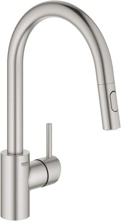 Змішувач кухонний GROHE Concetto Supersteel 31483DC2 з висувним душем, поворотний 360°, економія води, нержавіюча сталь