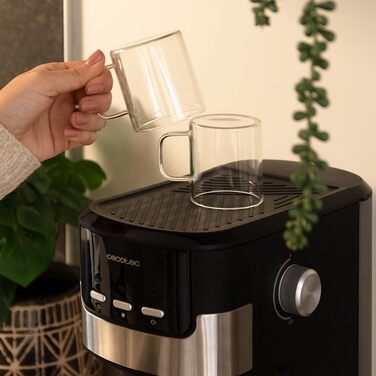 Еспресо-машина Cecotec Compact Power Espresso 20 Retro Green - 1100 Вт, 20 бар, Thermoblock, капучинатор, 1.25 л