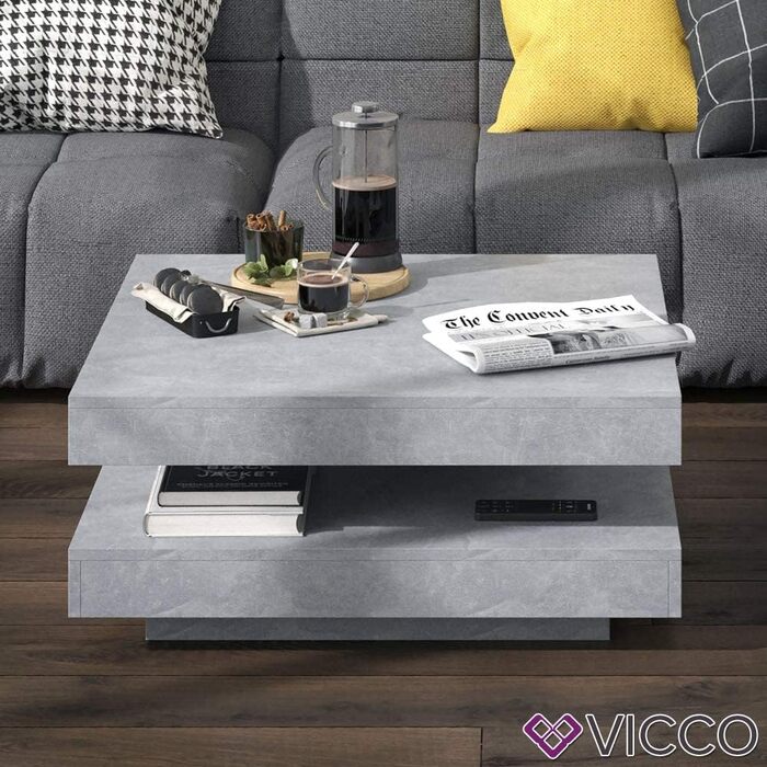 Журнальний стіл Vicco Elias, бетон, 70x34 см