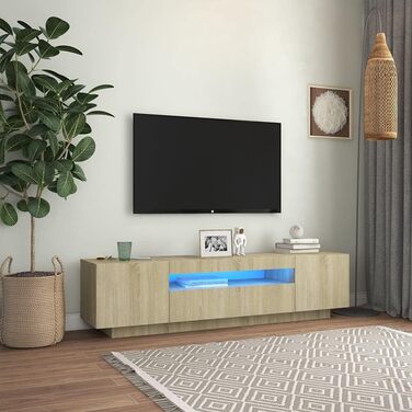 Тумба під телевізор з LED підсвіткою vidaXL, дуб сонома, 160x35x40 см, сучасний ТВ стіл, меблі для вітальні
