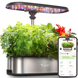LETPOT LPH-SE: Система гідропоніки WiFi для вирощування трав, 12 капсул, внутрішній сад з LED-підсвічуванням 24W, 5.5L резервуар, автоматичний таймер