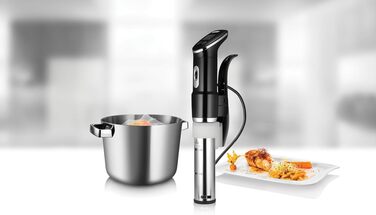Unold 58915 Sous Vide Stick Time – Погружний су-від для приготування їжі, 1300 Вт, нержавіюча сталь, для каструль від 18 см, точність 0.2°C, до 95°C, 20л