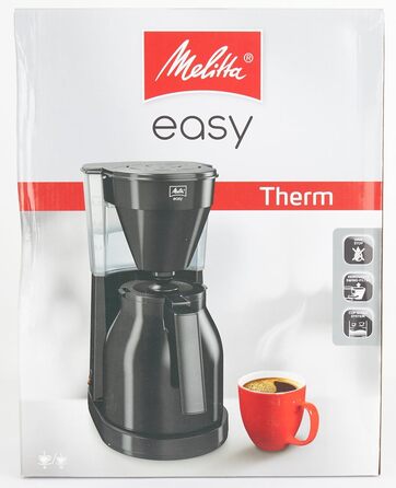 Кавоварка Melitta Easy Therm з термокувшином, фільтраційна, до 8 чашок, чорна, з функцією захисту від капання