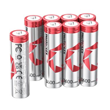 Акумулятори PHOTOOLEX AA Li-ion 1.5V 3600mWh, комплект 8 шт. з кейсом для зберігання, висока ємність