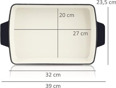 Прямокутна жароміцна форма для запікання Mahlzeit 3,8 л, емальоване чавунне деко Blue Berry для лазаньї та м'яса