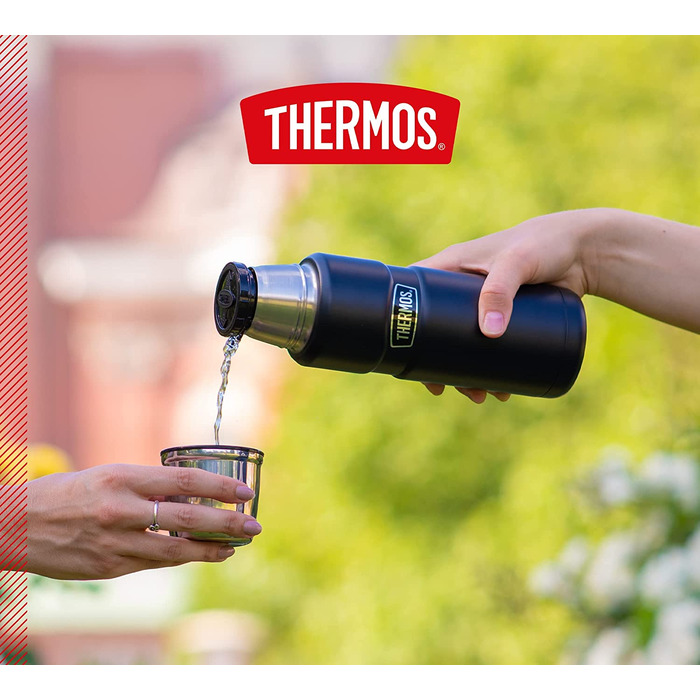 Термос із нержавіючої сталі Thermos 470 мл чорний матовий, ізольована пляшка для напоїв з кришкою-чашкою, зберігає тепло 12 годин і холод 24 години, герметична, без BPA, можна мити в посудомийній машині