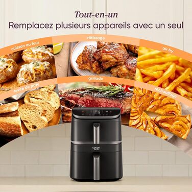 Фритюрниця без олії COSORI Turbo Tower 10.8 л з 2 відсіками, 6-в-1, компактна, для дому