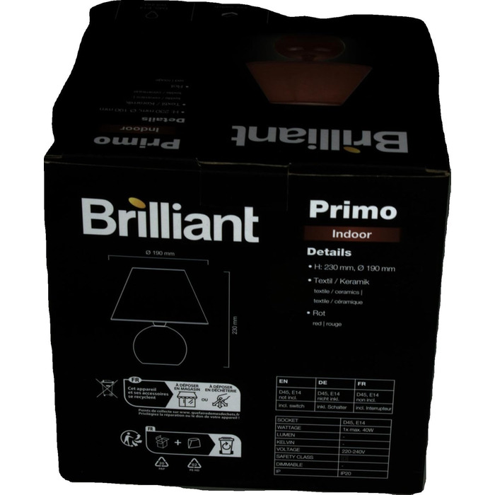 Настільна лампа Brilliant Primo червона, арт. 61047/01