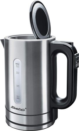 Електричний чайник Steba WK 21 Inox, регулювання температури, 1,7 л, з підсвічуванням і кнопкою відкривання кришки