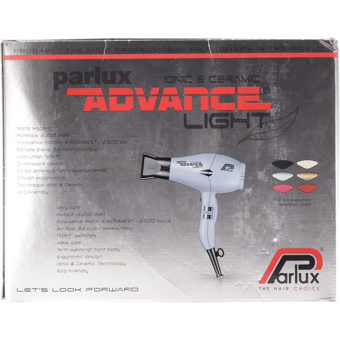 Фен Parlux Advance Light Ionic & Ceramic 2200 Вт, легкий, компактний, професійний, для всіх типів волосся, червоний, без насадки Softstyler