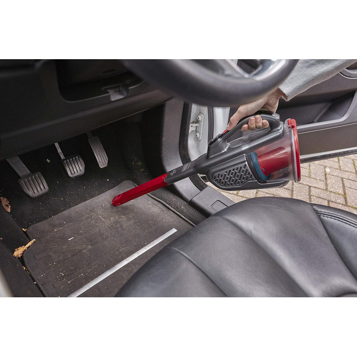 Акумуляторний ручний пилосос BLACK+DECKER 12V, безмішковий, циклонний, з довгою та висувною щілинною насадкою, зарядна станція