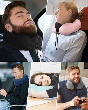 Подушка для шиї HOMIEE, подушка для подорожей, автомобіль, memory foam, ортопедична, для сну, офісу, подорожей (сіра)