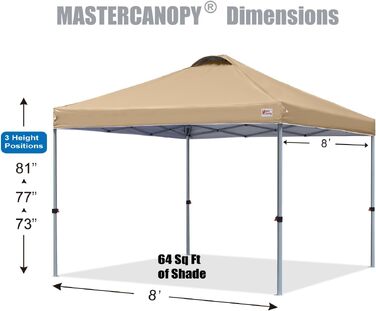 Тент-шатер MasterCanopy 3x3 м з швидким розкладанням, UPF50+, водонепроникний, з сумкою та 4 мішками для піску для кемпінгу, заходів, саду