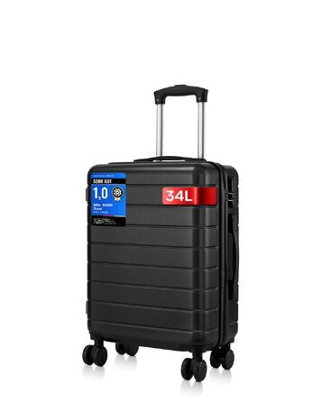 Ручна поклажа Валіза для Ryanair 55x40x20 см, Кабінний тролей на 4 колесах, Чорна, 20 дюймів