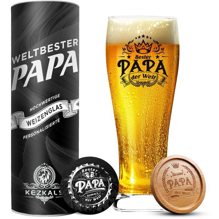 Пивний келих Weizenbier KEZKALS 0.5л з гравіюванням, подарунок татові на День батька, Валютен День, Великдень. Персоналізований келих для пива