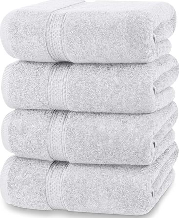 Рушники для ванни Utopia Towels, сріблясті – комплект 4 шт., преміум 100% бавовна 600 г/м², швидковисихаючі, дуже вбираючі, м’які, для щоденного використання