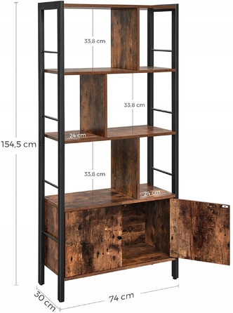 Стелаж Vasagle у стилі лофт, металевий, чорний, 154,5 см x 30 см