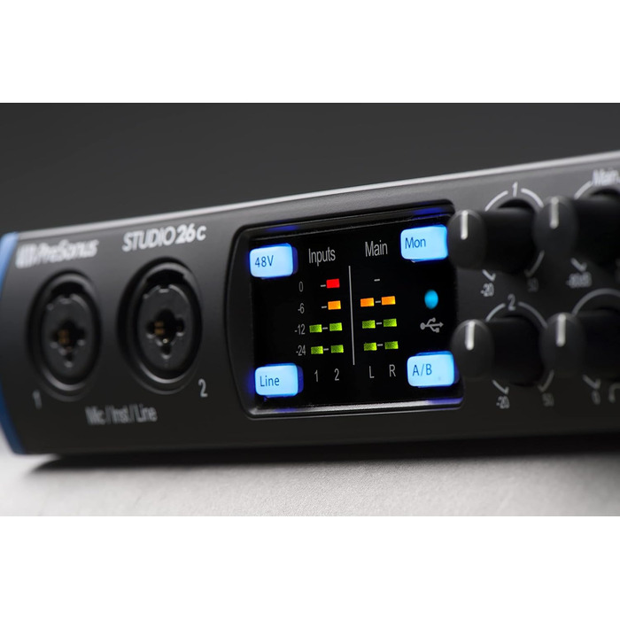 Аудіоінтерфейс PreSonus Studio 24c USB-C для запису, стрімінгу та подкастингу з пакетом програмного забезпечення (Studio One Artist, Ableton Live Lite)