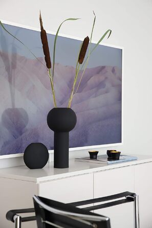 Ваза керамічна Cooee Pillar HI-028-21-WH чорна, 32 см, діаметр 17 см - сучасний дизайн