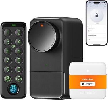 Розумний дверний замок SwitchBot WLAN Smart Lock Pro з сенсорною клавіатурою, відбитком пальця, кодом, підтримкою Alexa, Google, Matter, електронний замок для дверей, відкривання через додаток