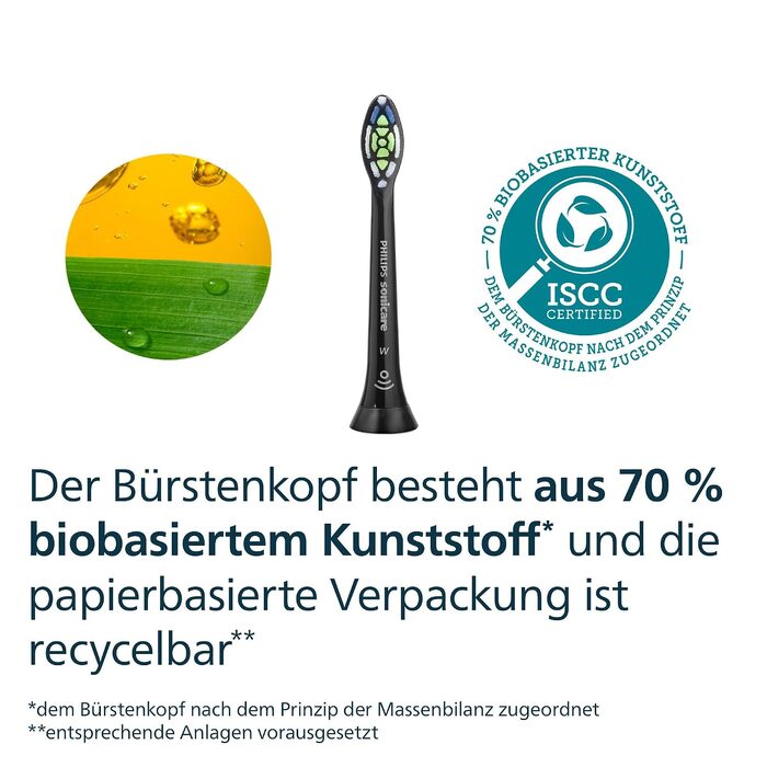 Смінні насадки для електричної зубної щітки Philips Sonicare W2 Optimal White, чорні, 8 шт, HX6068/88