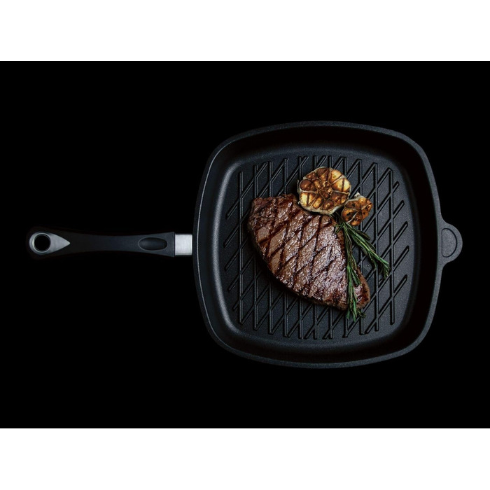 Гусятниця AMT Gastroguss 28x28 см, 5 см, BBQ-дно, знімна ручка, алюмінієва, антипригарне покриття Lotan, не для індукції