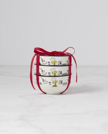 Набір кухонного посуду Lenox Chef Snoopy: чайник та міні-миски з нержавіючої сталі, багатоколірний