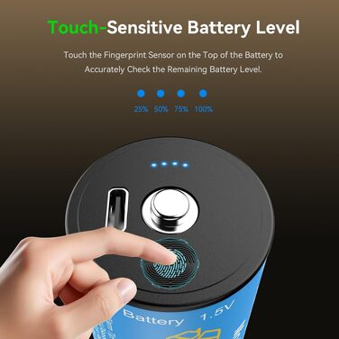 Акумулятори ENEGON C (LR14) 1.5V Li-Ion з USB-C для зарядки, 7400mWh, сині, 4 шт. в комплекті