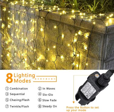Світлодіодна гірлянда Joomer для ялинки та зовнішнього декору, 800 LED, теплий білий колір, 80м, мережева