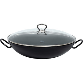 Вок Riess Classic з кришкою, емальований, 36 см, чорний, для індукції, 4 л