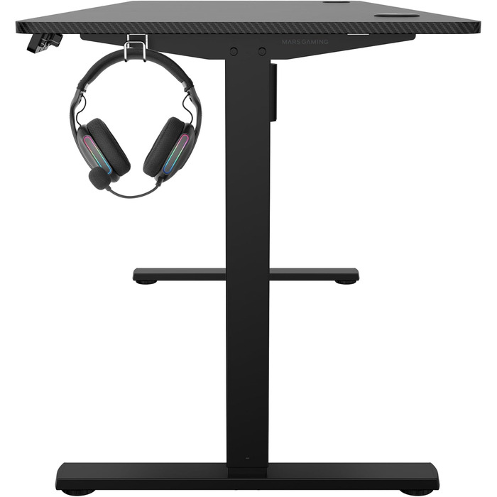 Регульований за висотою стіл Mars Gaming MGD-ERGOPRO, 110x60 см, білий. Ергономічний стіл з карбоновою поверхнею, металевою конструкцією, тримачем для навушників та кабельною організацією.