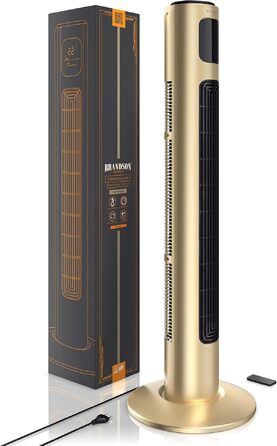 Вентилятор Tower Brandson з пультом дистанційного керування, 96 см, 3 швидкості, коливання 60°, мобільний, колір шампань
