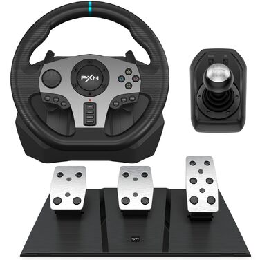 Ігровий кермо PXN V9 з педалями та перемикачем для ПК, Xbox, PS4/PS3 - 270/900°, вібрація, налаштування