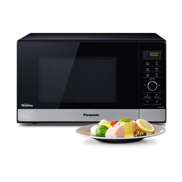 Мікрохвильова піч Panasonic NN-GD35HBGTG з грилем та функцією пару (23 л, 1000 Вт, чорна) комбінована, для приготування на пару та розігріву піци