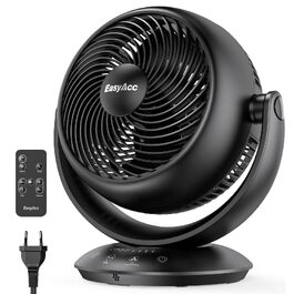 Вентилятор настільний EasyAcc тихий 25дБ з автоколиванням 90°, 3D-турбо, пульт, 3 швидкості, таймер 2-12 год, чорний