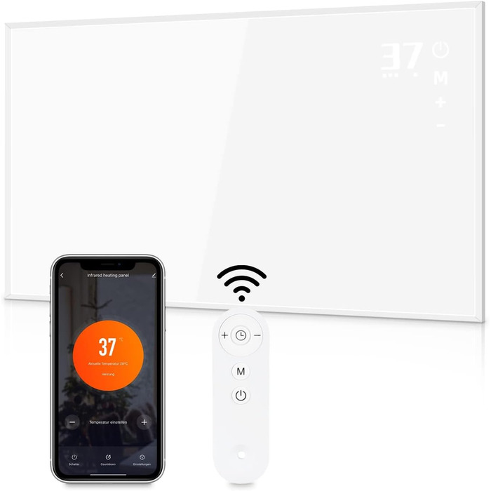 Інфрачервовий нагрівач для стін Mursche 450W з термостатом, Wi-Fi, пультом ДУ та мобільним додатком. Енергозберігаючий електричний нагрівач для дому.