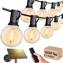 Гірлянда вулична електрична 45м, 150 LED ламп G40, тепла біла, IP44, для саду, тераси, весіль, вечірок, 24V (Солярна - 30м)