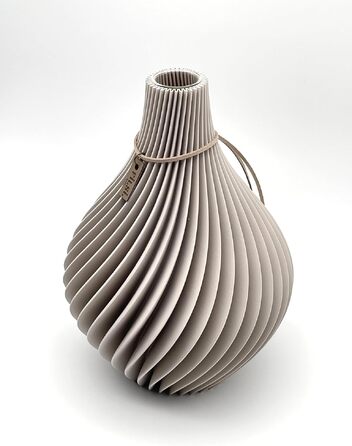 Ваза 3D-друку Filsi Home Nuvia з PLA (біопластику) Greige 25 см - екологічна, з рифленою поверхнею, виготовлена в Німеччині