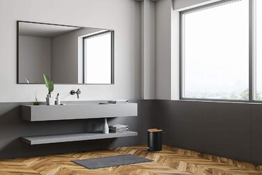 Косметичний відро для сміття VMbathrooms 3 л, чорний матовий, з бамбуковою кришкою, педальний, з м'яким закриванням, для ванної кімнати
