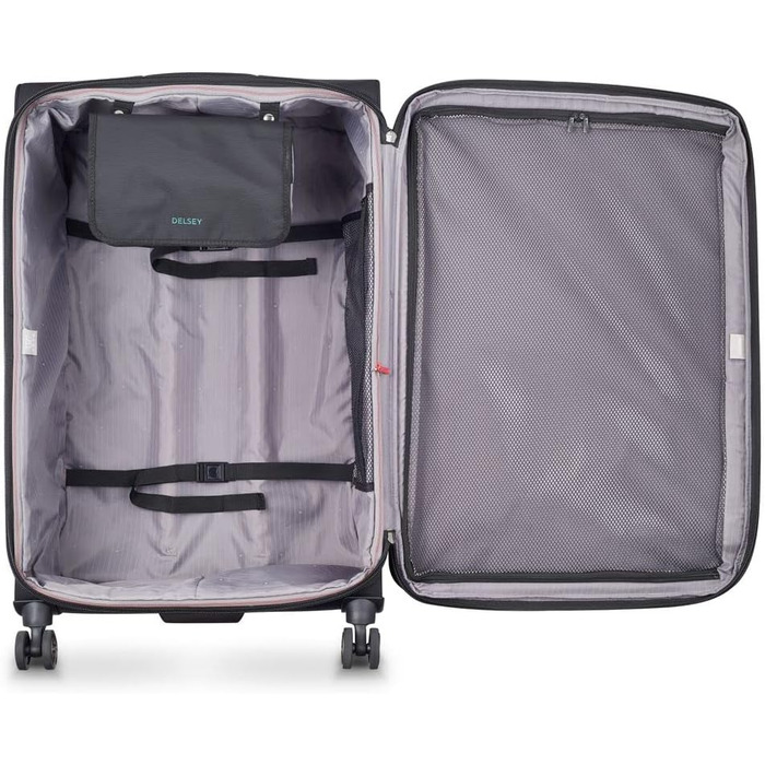 Велика м’яка валіза DELSEY PARIS Helium DLX 123 л, чорна, розсувна, 83x50x33 см