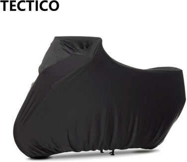 TECTICO Чохол для мотоцикла для приміщень, еластичний, велюровий, пилозахисний, чорний, розмір S-M (245 см), для гаража та шоу-руму