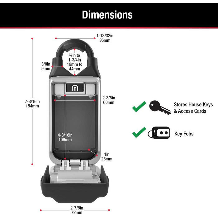 Захисний металевий бокс для ключів Master Lock 5415D, стіновий сейф з кодовим замком, цинковий сплав