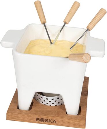 Фондю Boska Tapas Bianco L - для сиру та соусів, 600 мл - з підставкою та свічкою, для мікрохвильової печі та посудомийної машини